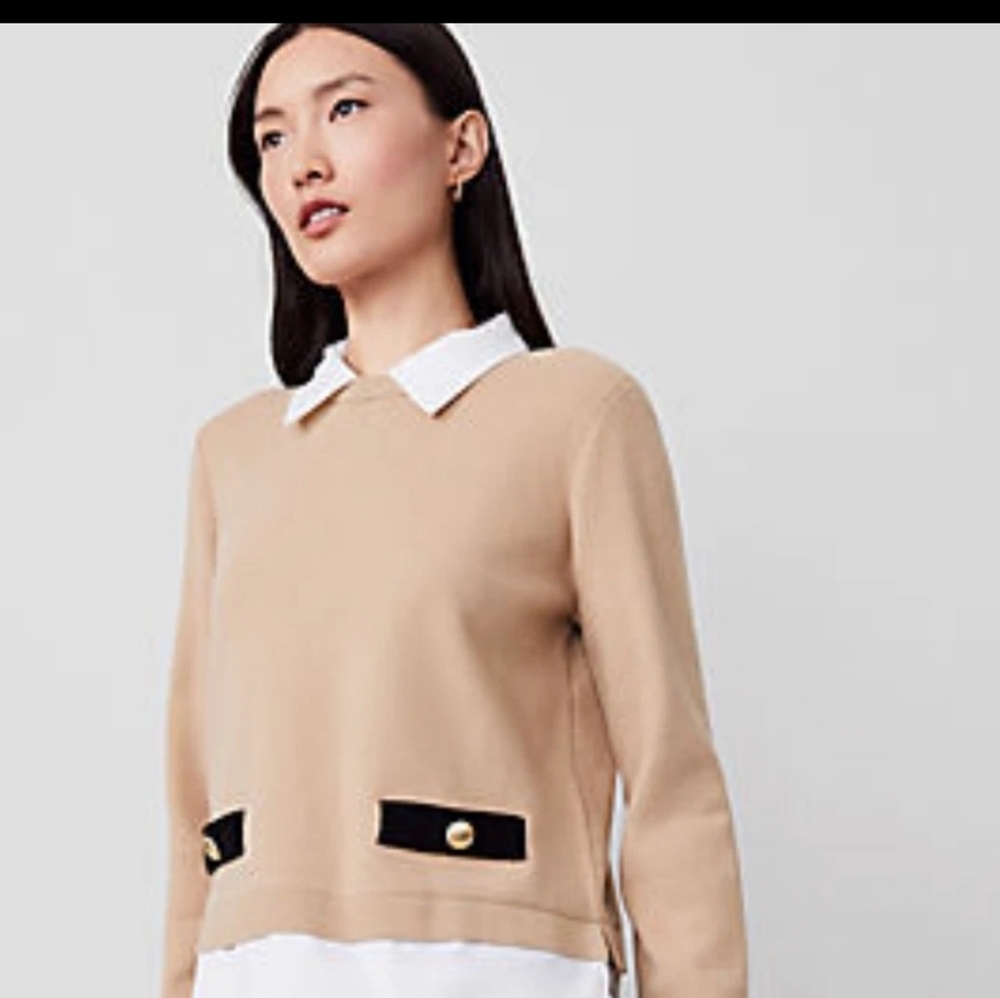 NWT ANN TAYLOR MIXED MEDIA SWEATER - Picture 4 of 4